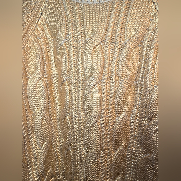 Ted Baker Gold Foil Heavy Knit Sweater, Size Small - Picture 4 of 11